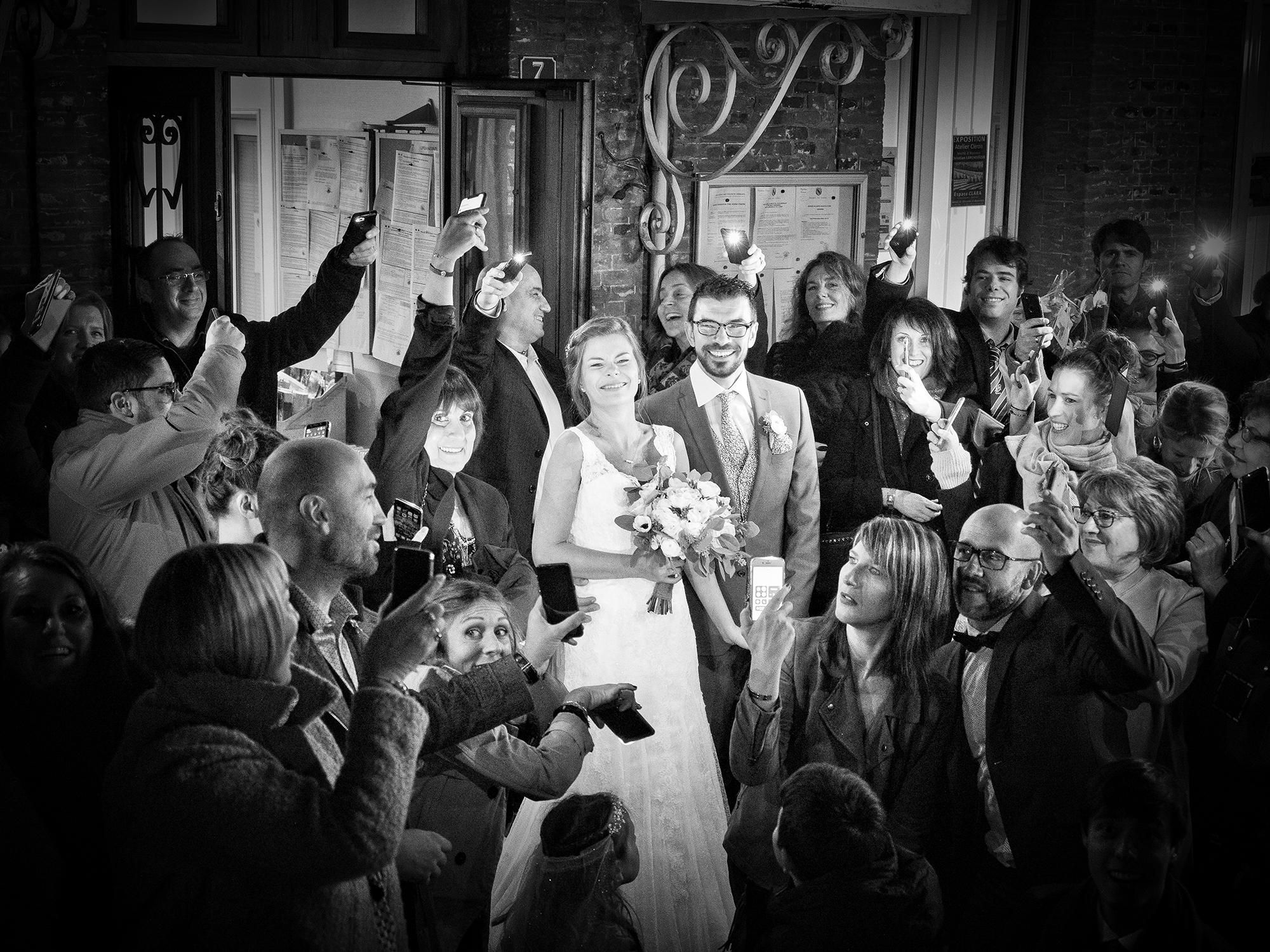 photo en noir et blanc de mariage en Normandie 